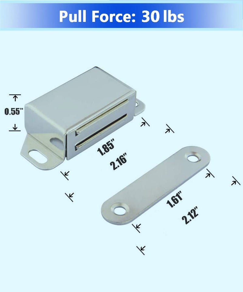 WOOCH Magnetic Door Catch - 30lb High Magnetic Stainless Steel Heavy Duty Catch for Kitchen Bathroom Cupboard Wardrobe Closet Closures Cabinet Door Drawer Latch (2.1 in Silver, 8-Pack) - Image 2